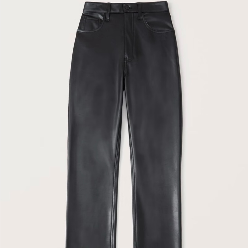 Abercrombie Black Vegan Leather 90s Straight Pant - Size 12R